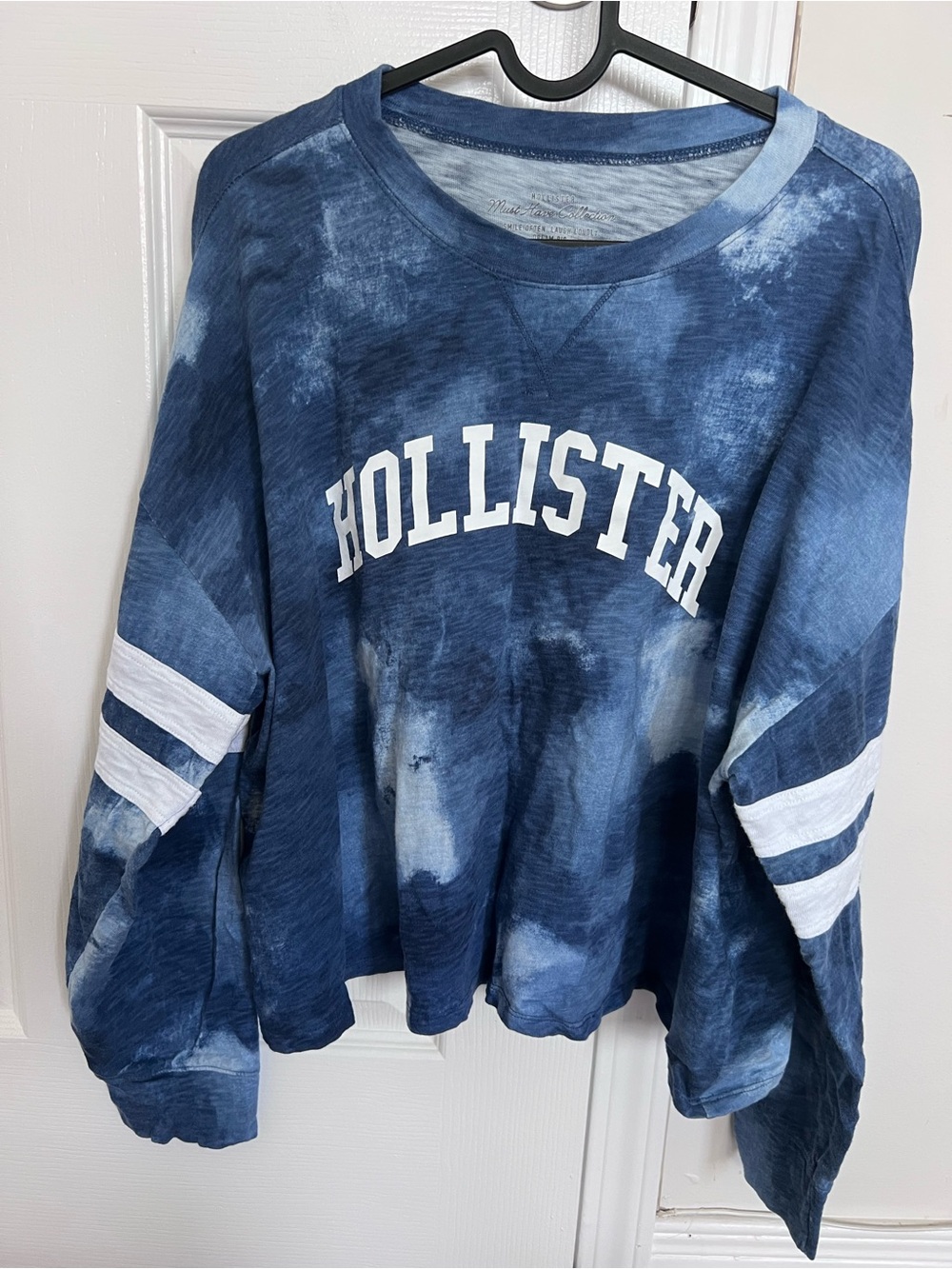 Hollister Navy Blue Tie-Dye Crewneck Sweatshirt,SZ M
